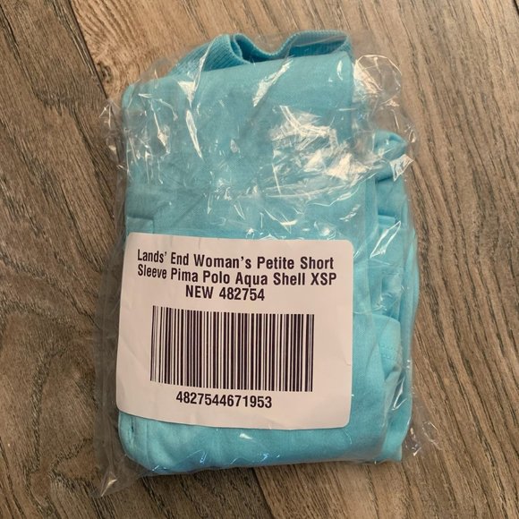 NWT LANDS' END WOMEN'S SHORT SLEEVE SUPIMA COTTON POLO SHIRT AQUA SHELL XSP - Picture 7 of 9